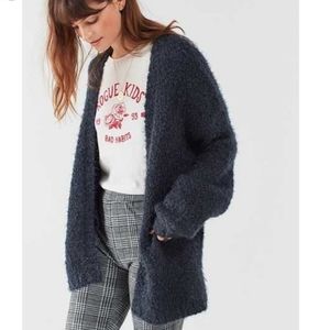 Ecote Elena Relaxed Fluffy Shaggy Cozy Open-Front Sweater Small
